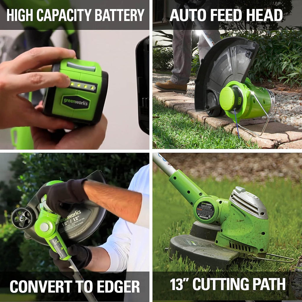 Greenworks 40V 13' Cordless String Trimmer / Edger, 2.0Ah Battery and Charger Included