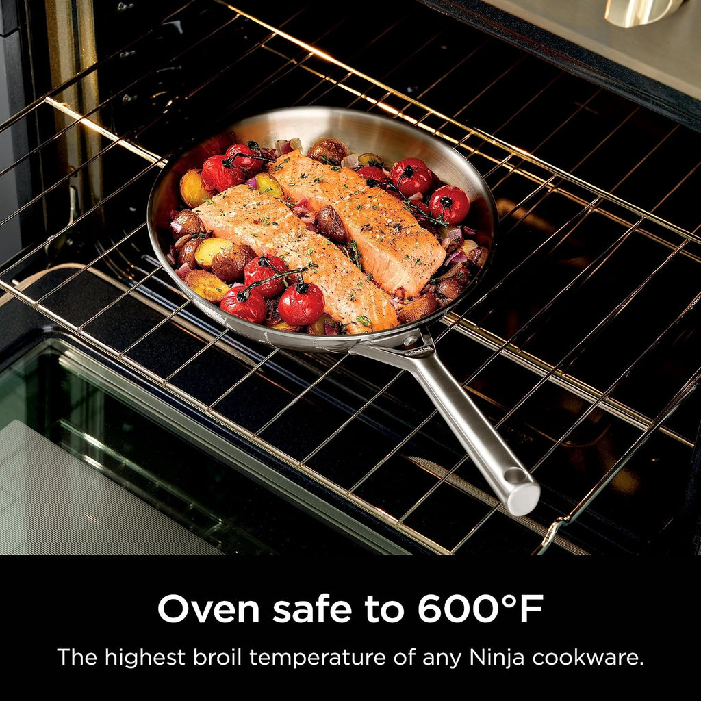 Ninja EverClad Stainless Steel Cookware 7 Piece Pots & Pans Set, Cookware Set, All Stovetops & Induction, Oven Safe to 600°F, Tri-Ply Commercial-Grade, C99007
