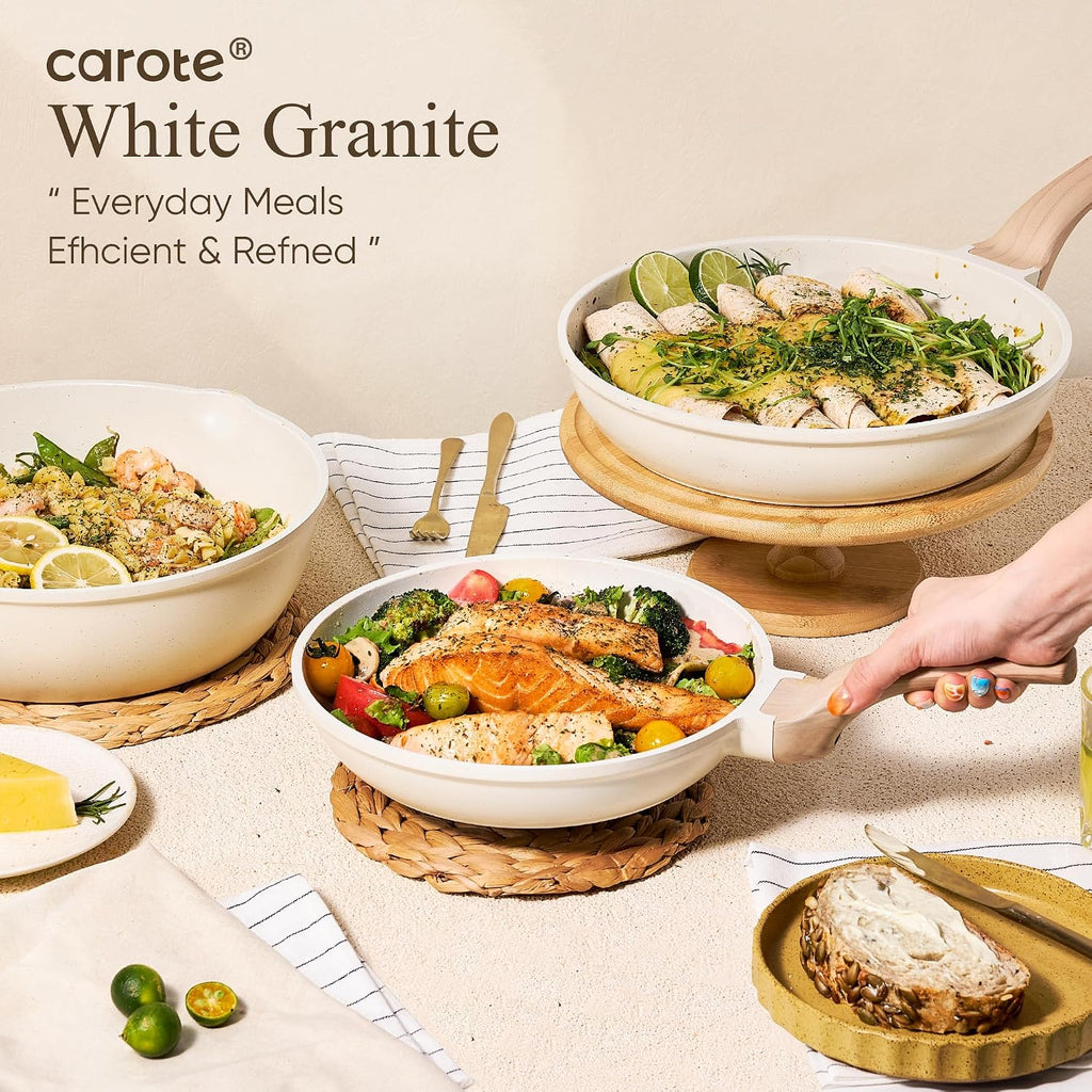 CAROTE Pots and Pans Set, Nonstick Cookware Sets, 21pcs Induction Cookware Kitchen Set Non Stick Cooking Set w/Frying Pans & Saucepans (PFOS, PFOA Free)