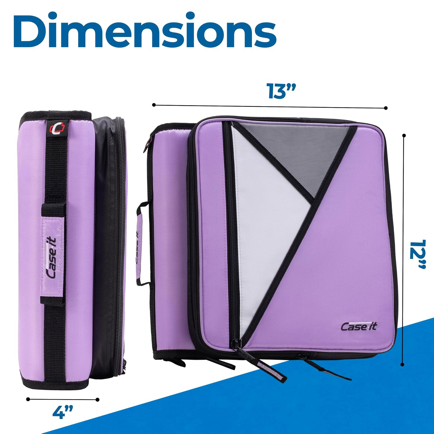 Case-it Universal Zipper Binder | 2-Inch O-Rings, 13-Inch Laptop/Tablet Padded Pocket, 400 Sheet Capacity, Multiple Storage Pockets & Shoulder Strap | School & Office Organizer | LT-007 Lavender