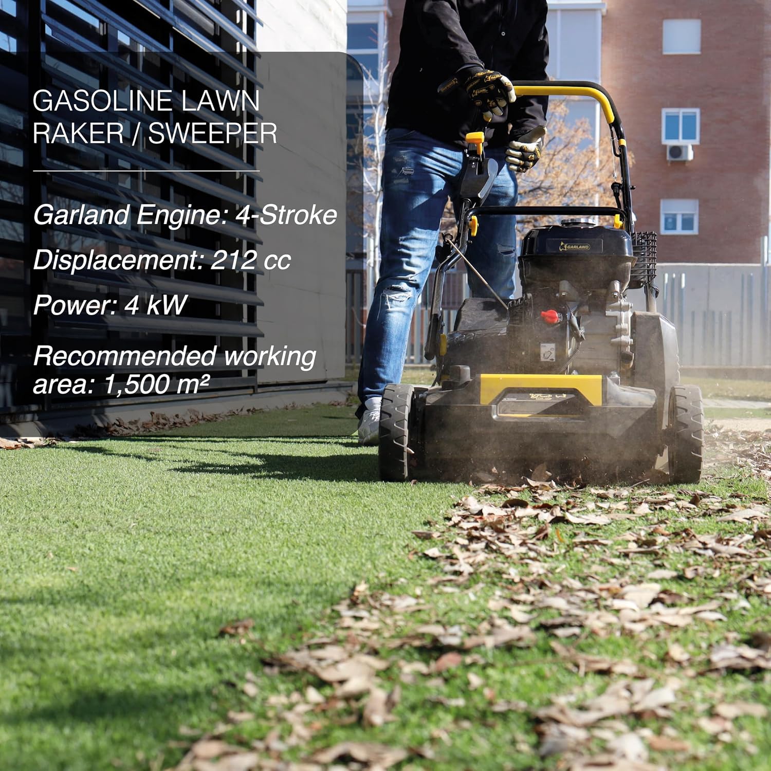 Artificial Turf Sweeper by Roll & Comb, Gas Powered Lawn Rake for Artificial Grass, Heavy-Duty Turf Brush Machine, 45L Collector, 212cc Engine, Model 602QGUS-V25, 84.6lb