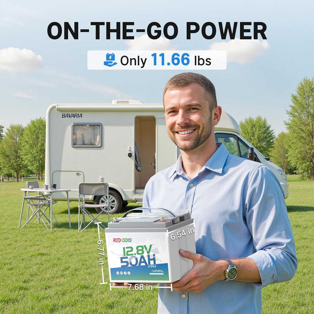 Redodo 12.8V 50Ah Lithium Portable LiFePO4 Battery, Ideal Replacement for 12V 100Ah AGM SLA Battery, Built-in BMS, 4000-8000 Cycles & 10-Year lifetime, Perfect for RV, Camper, Security Devices, etc.