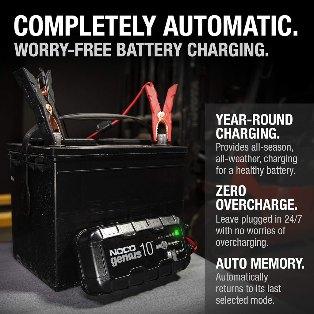NOCO GENIUS10: 10A 6V/12V Smart Battery Charger – Automatic Maintainer,Trickle Charger&Desulfator with Overcharge Protection&Temperature Compensation – for Lead-Acid-&Lithium Batteries,(Pack of 4)