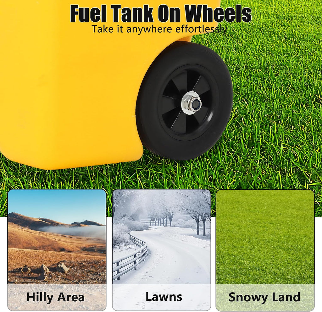 Garvee 15 Gallon Gas Can, Fuel Caddy with Pump, Fuel Transfer Tanks with 10 FT Delivery Hose Diesel Fuel Can for Cars, Lawn Mowers, Boats,Medium, Yellow