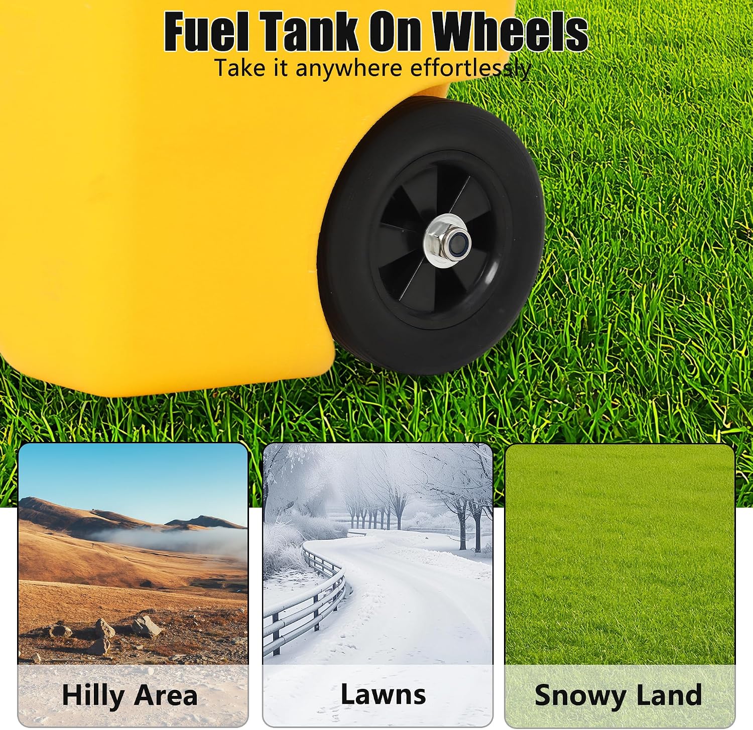 Garvee 15 Gallon Gas Can, Fuel Caddy with Pump, Fuel Transfer Tanks with 10 FT Delivery Hose Diesel Fuel Can for Cars, Lawn Mowers, Boats,Medium, Yellow