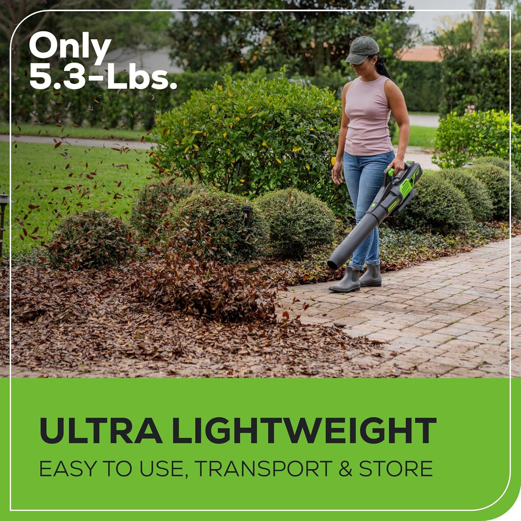Greenworks 60V 700 CFM Brushless Leaf Blower, 5.0 Ah Battery and Rapid Charger