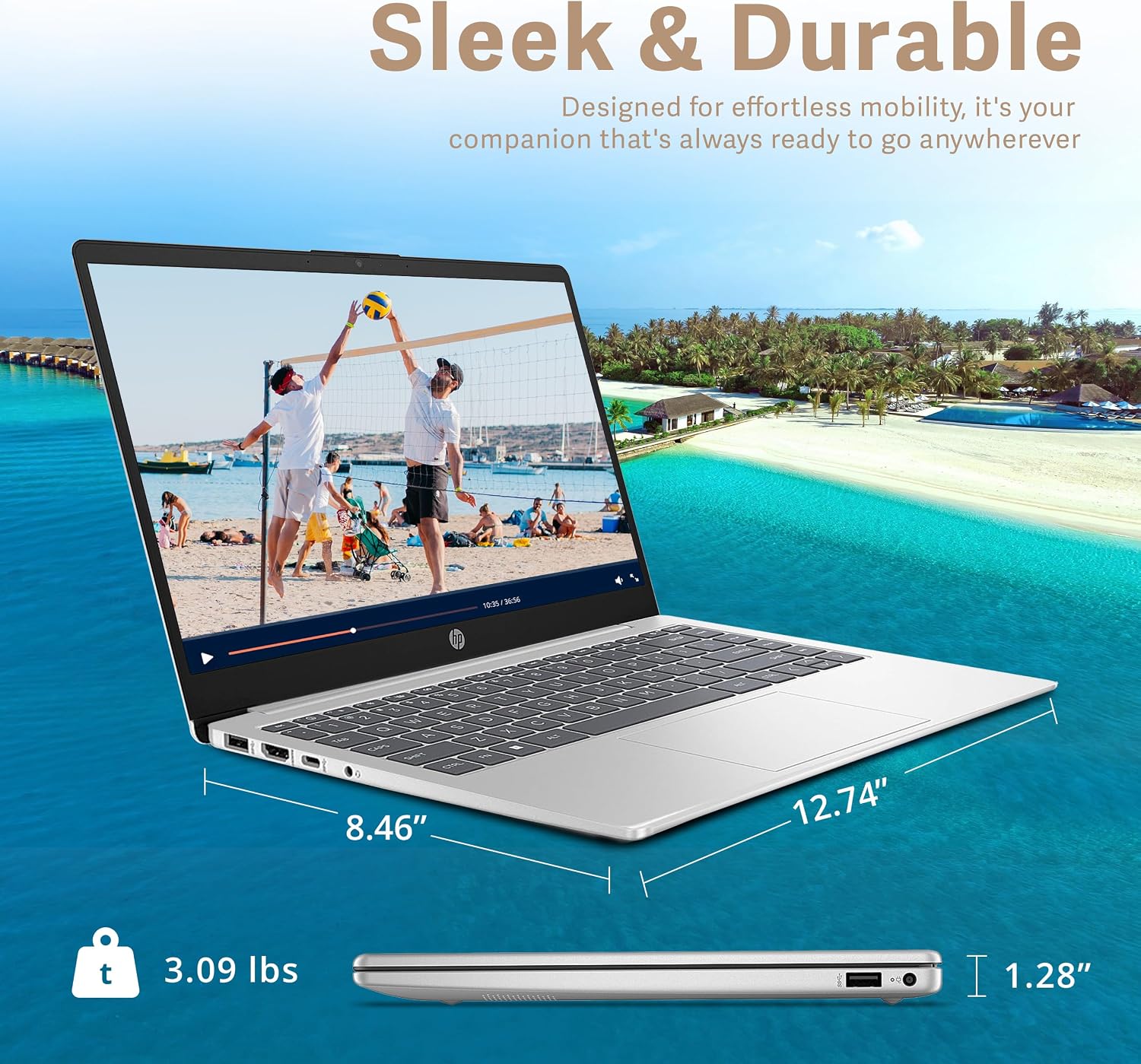 HP 14' FHD IPS Business Laptop, Intel N200 Processor, 4GB RAM, 128GB SSD, Intel UHD Graphics, Backlit Keyboard, Wi-Fi 6, Webcam, Windows 11 S, Silver (Renewed)
