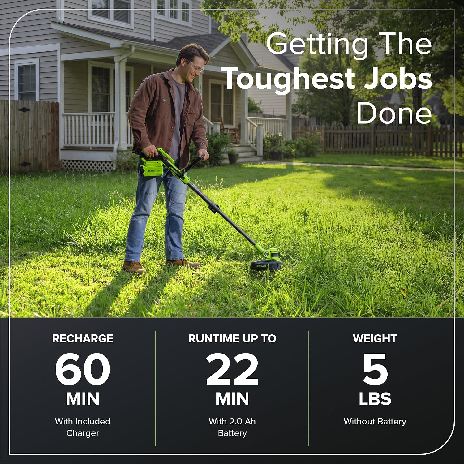 Greenworks 40V 13' Cordless String Trimmer/Weed Wacker + Edger (Includes 20 Blades), 2.0Ah Battery and Charger Included