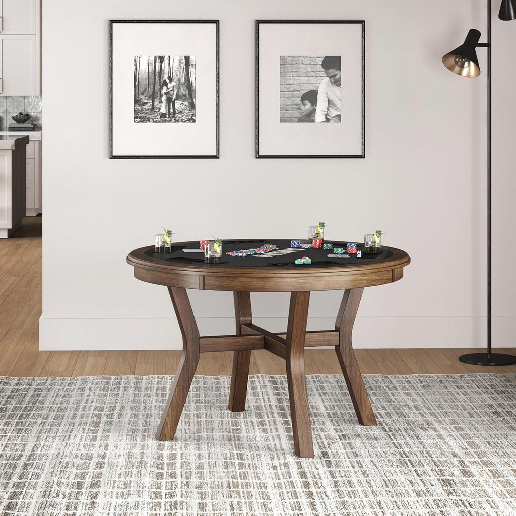 Hillsdale Furniture Cooper Convertible Wood 47 Inch Poker Game Table, Brown