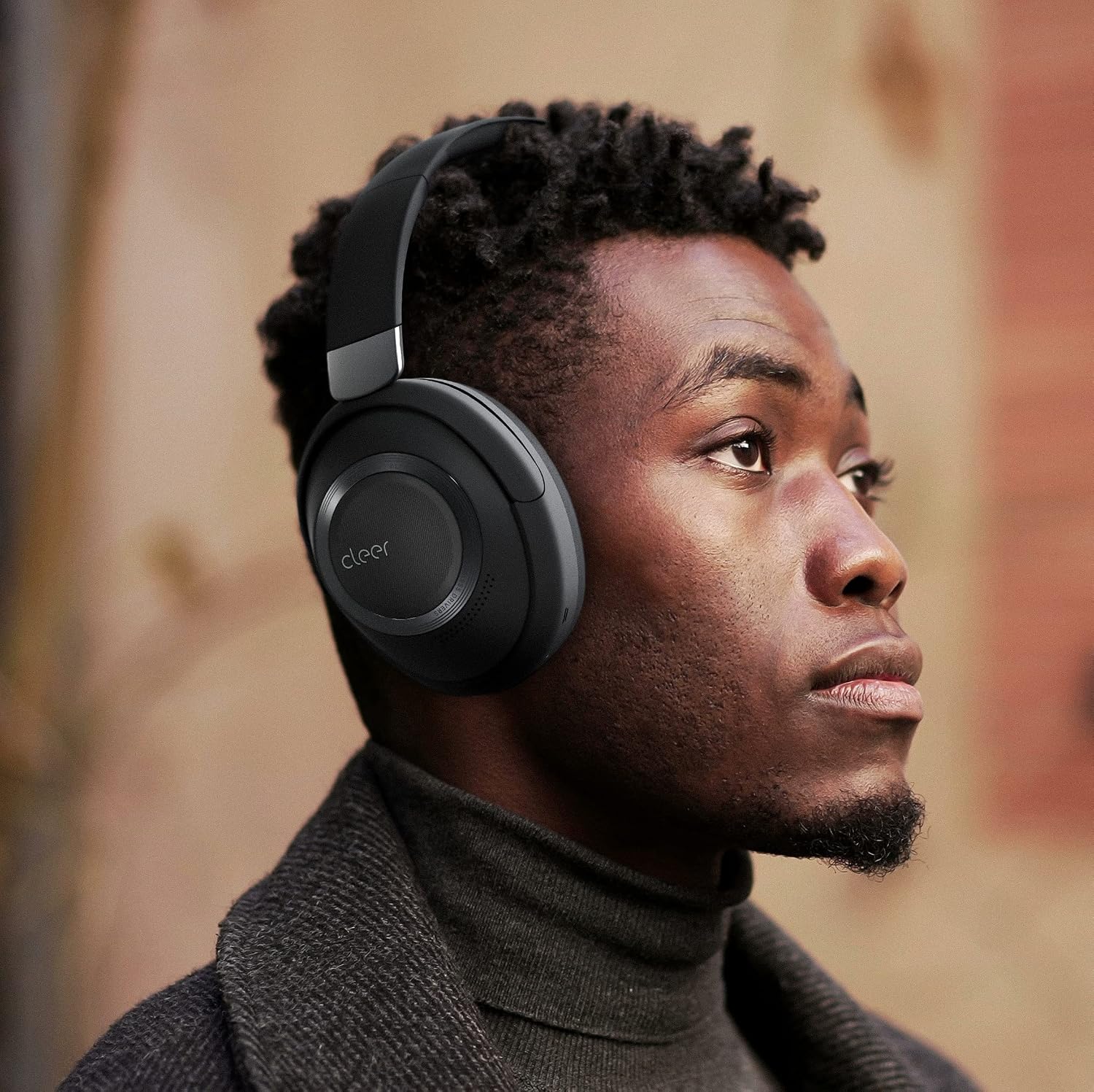 Cleer Audio Alpha Adaptive Active Noise Canceling Bluetooth Headphones, Dual-Microphone, Touch Controls, 35 Hr Battery Life, Multipoint Connection, Dirac Spatial Audio, App, Midnight Black