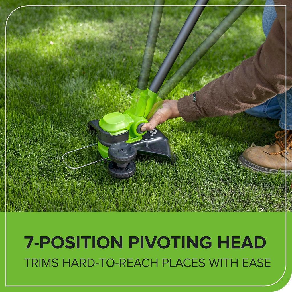 Greenworks 40V 13' 2-in-1 Cordless String Trimmer/Edger, Auto Feed Line, Rotating Head, Lightweight Weed Wacker, 20 Plastic Blades + Blade Cover, Battery Sold Separately