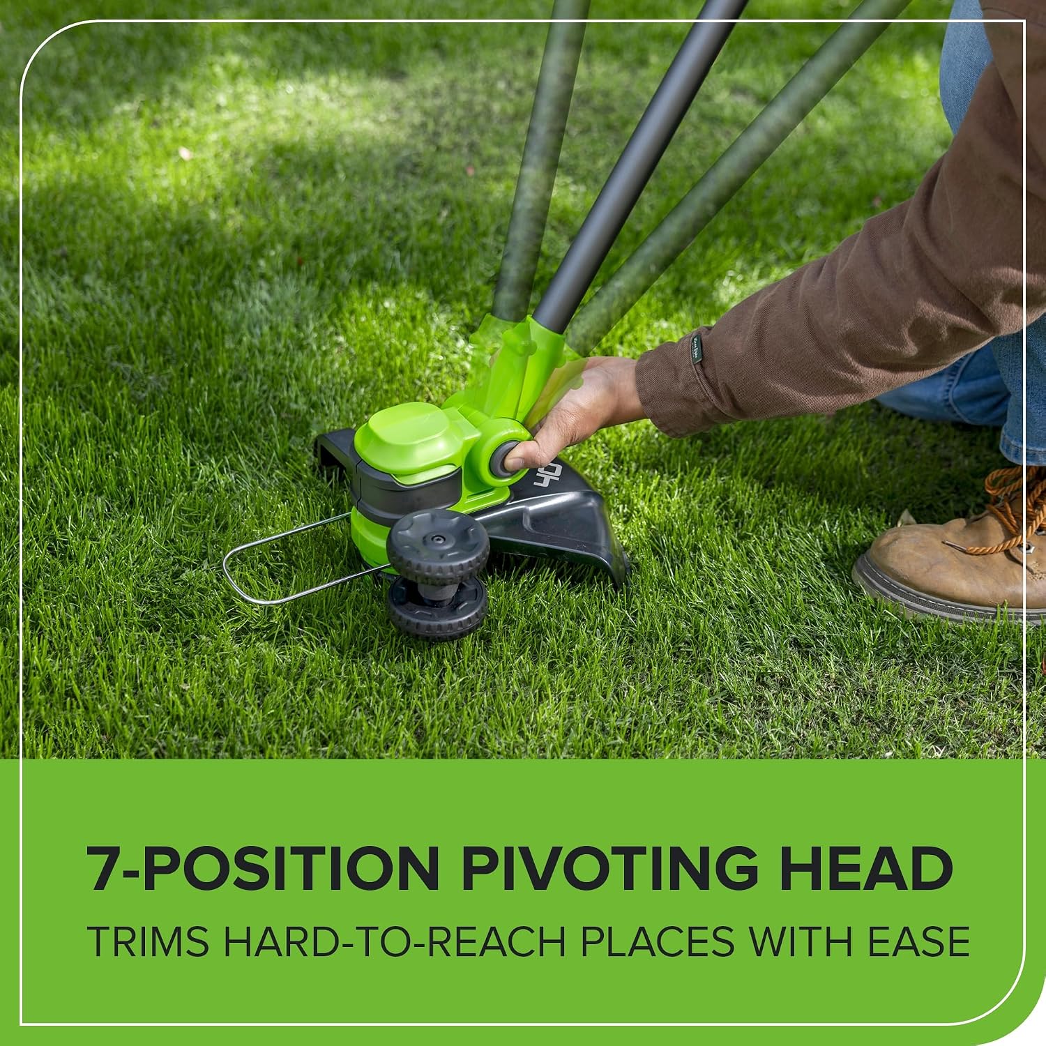 Greenworks 40V 13' 2-in-1 Cordless String Trimmer/Edger, Auto Feed Line, Rotating Head, Lightweight Weed Wacker, 20 Plastic Blades + Blade Cover, Battery Sold Separately