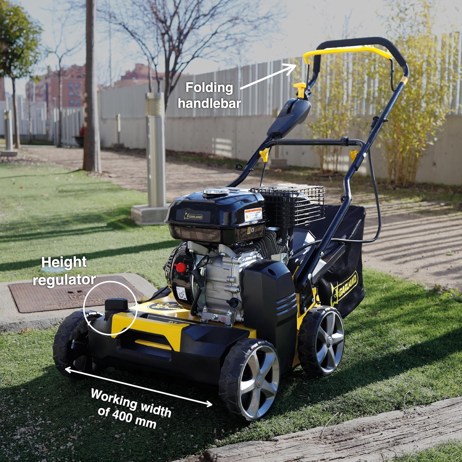 Artificial Turf Sweeper by Roll & Comb, Gas Powered Lawn Rake for Artificial Grass, Heavy-Duty Turf Brush Machine, 45L Collector, 212cc Engine, Model 602QGUS-V25, 84.6lb