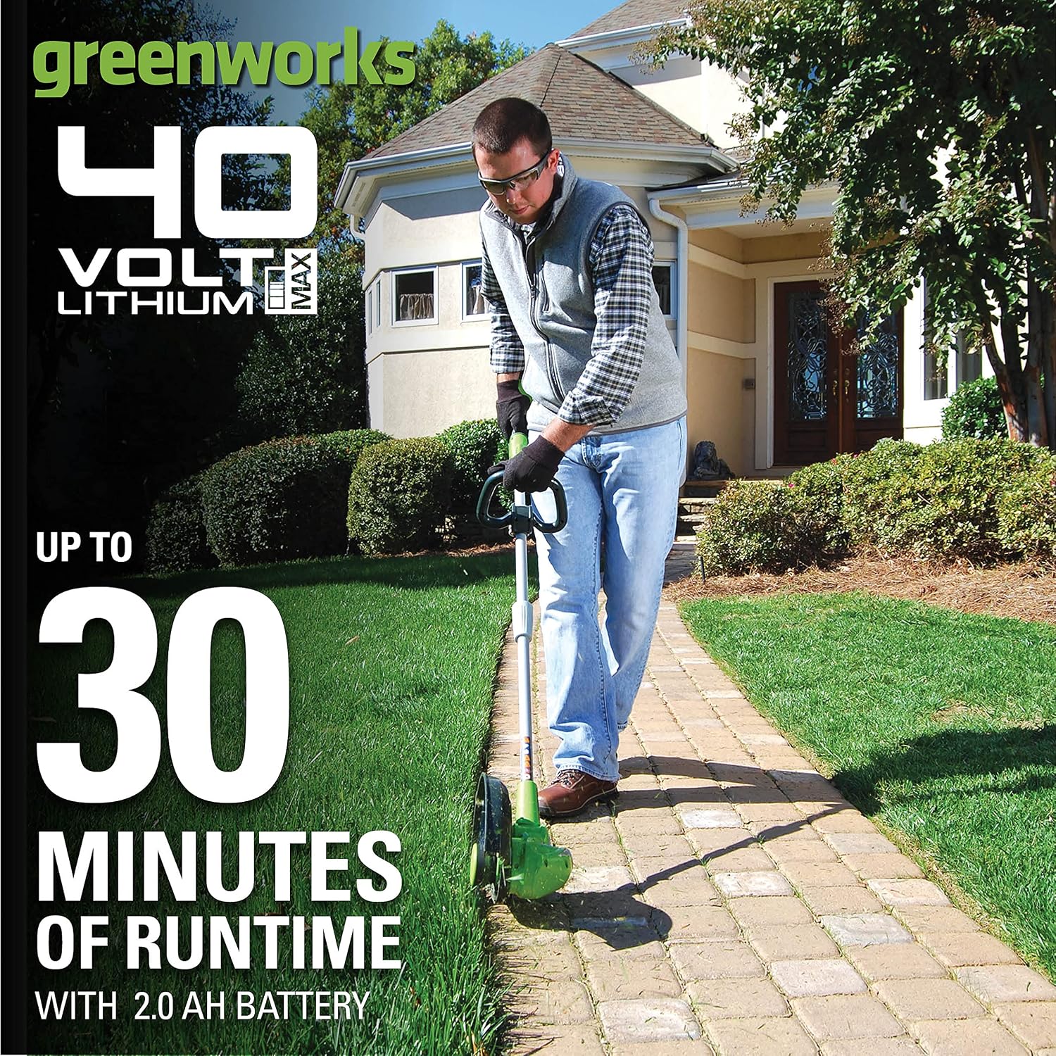 Greenworks 40V 13' Cordless String Trimmer / Edger, 2.0Ah Battery and Charger Included